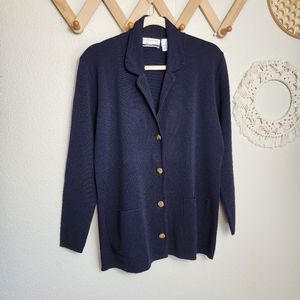 Saks Fifth Avenue Collection Vintage Wool Cardigan In Navy Blue Women's …